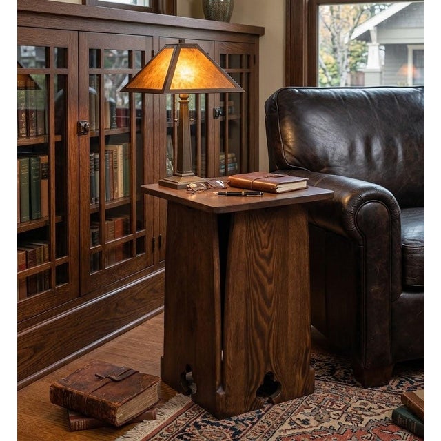 Mission Oak Tabouret Side Table - Walnut (W1) For Sale In Chicago - Image 6 of 7