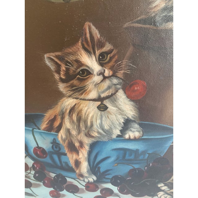 L. Chaffee Original Victorian Era Antique Oil Painting Three Adorable Kittens Cats Playing Dated 1905 For Sale - Image 11 of 12