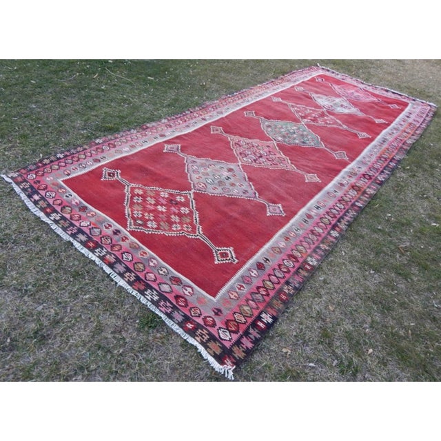 Muted Pastel Colors Authentic Handmade Wool Rug 5'8'' X 13'2'' For Sale - Image 11 of 11