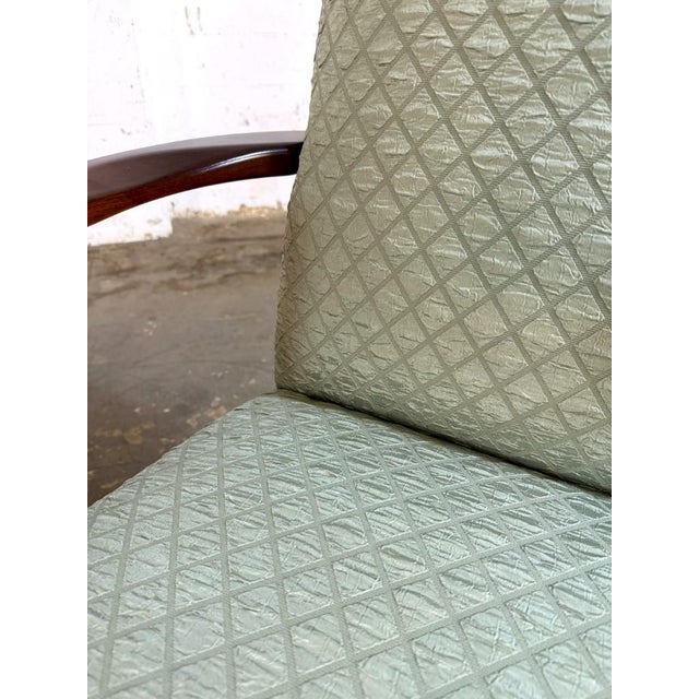 Pair of Textured Sea-Foam Green Upholstered Arm Chairs For Sale - Image 10 of 11