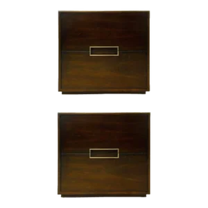 Theodore Alexander Modern Wood Bosworth Nightstands Pair