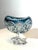 Elegant vintage crystal coupe bowl by Val Saint Lambert, Belgium, crafted in richly cut crystal with a deep cobalt blue...