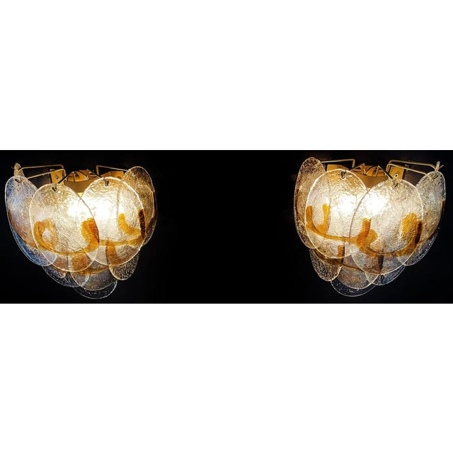 Vintage Italian Murano Wall Lights in Trasparent and Amber Glass, 1970, Set of 2 For Sale - Image 11 of 18