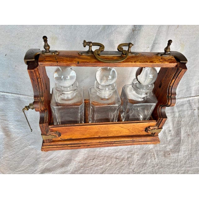 Early 20th Century Early 20th Century English Oak Three Decanter Tantalus For Sale - Image 5 of 12