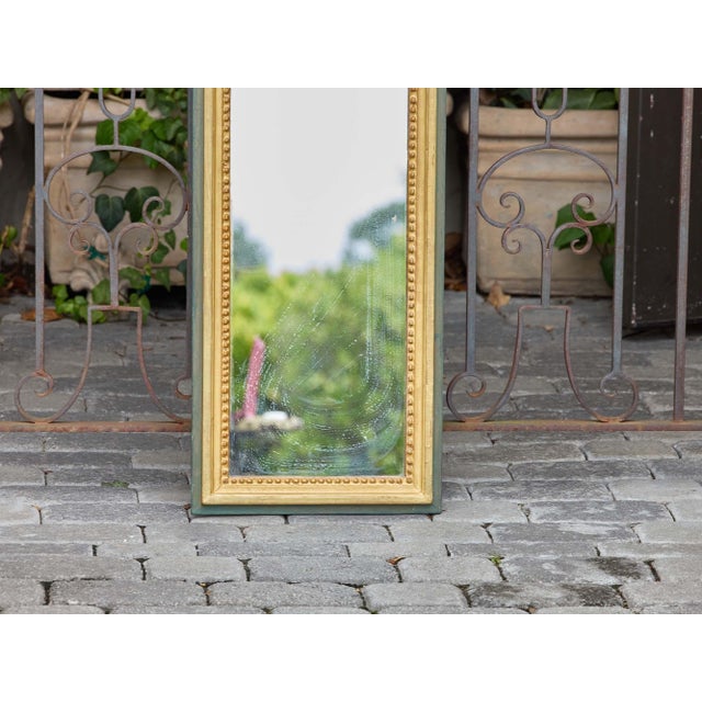 Early 20th Century French Giltwood and Green Painted Wedding Mirror With Beaded Frame, Circa 1920 For Sale - Image 5 of 9