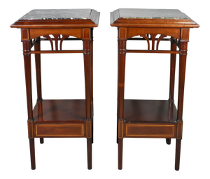 Antique French Sellettes Pedestal Tables in Mahogany, 1890s, Set of 2