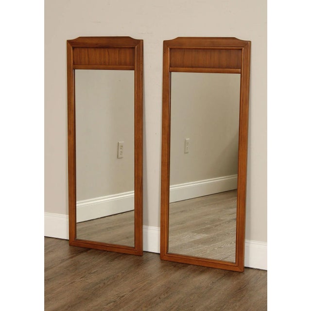 High Quality Vintage Pair of Walnut Frame Accent Mirrors By The Stroupe Mirror Co.