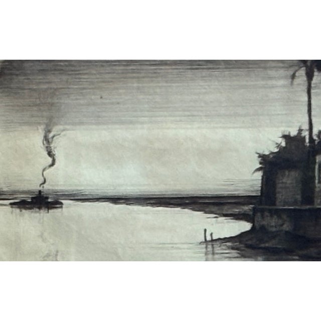 Charles William Cain, Orientalist - Tigris Night (Ezra's Tomb), Ca 1935- Free Shipping For Sale - Image 4 of 13