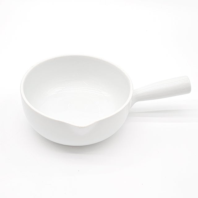 Apilco France White Porcelain Covered Soup Bowl With Handle, 10" For Sale - Image 9 of 12