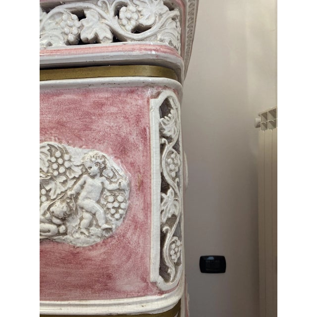 Pink 1970s Majolica Pink Stove From Florence For Sale - Image 8 of 12
