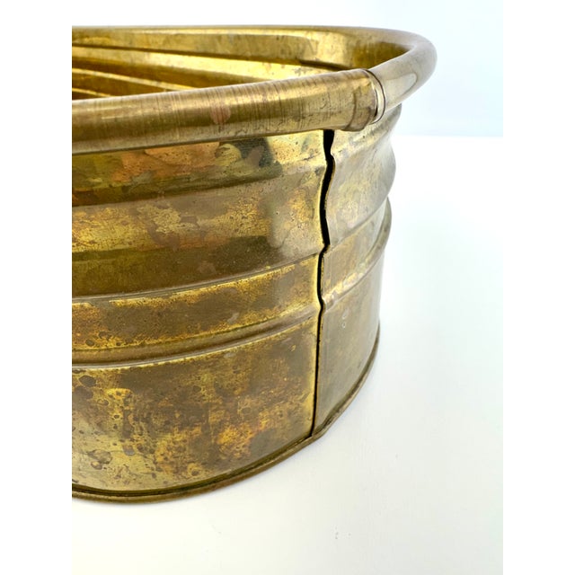 Vintage Mid Century Large Oval Brass Jardinière Trough Planter For Sale - Image 9 of 11