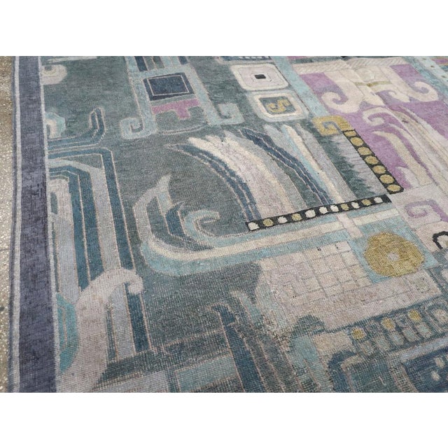 Art Deco Galerie Shabab Collection Mid-20th Century Turkish Art Deco Room Size Carpet For Sale - Image 3 of 8