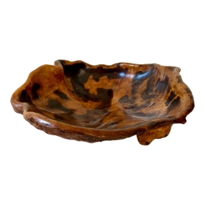 1980s Mid-Century Modern Frank Treuting Beautiful Large Carved Burl Wood Bowl Fully Signed