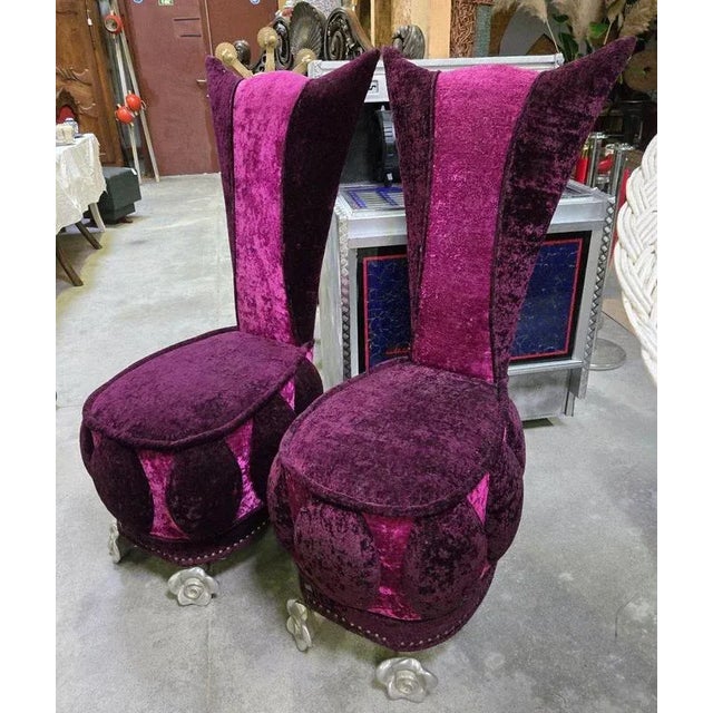 Purple Velvet Chairs from Bretz, Set of 2 For Sale - Image 5 of 8