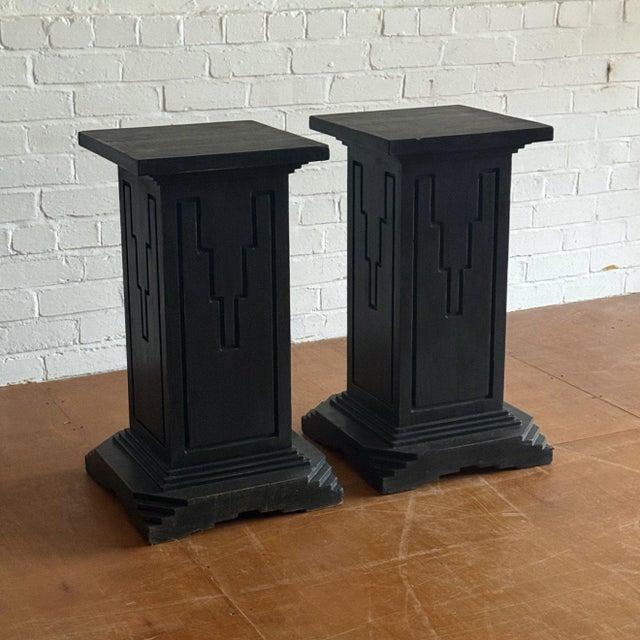 Black Art Deco Display Stands, Set of 2 For Sale - Image 8 of 8