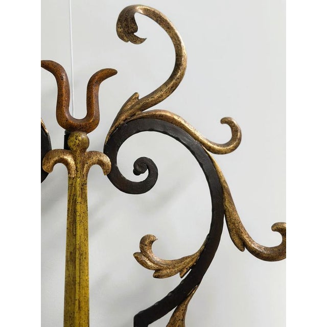 Vintage Italian Florentine Wrought Iron and Toleware Wall Sconce For Sale - Image 4 of 8