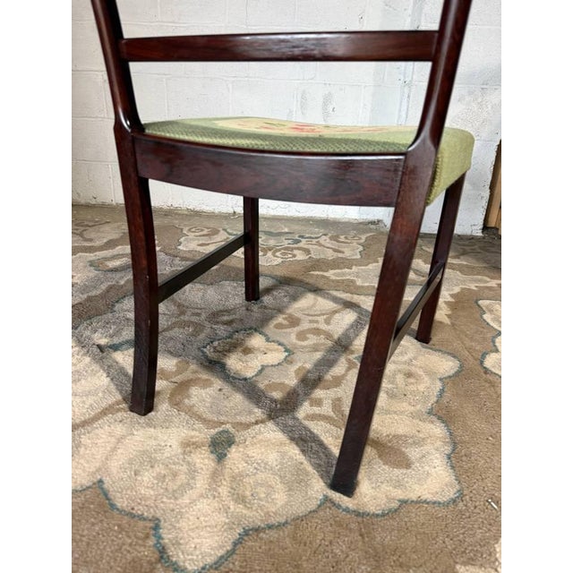 Brown Mid 20th Century Set of 8 High Ladder Back Rosewood Tapestry Leg Dining Chairs For Sale - Image 8 of 17