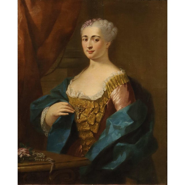 Jean-baptiste van loo (aix-en-provence, 1684 - 1745) entourage portrait of a french lady oil on canvas 93 x 77 cm. in an...