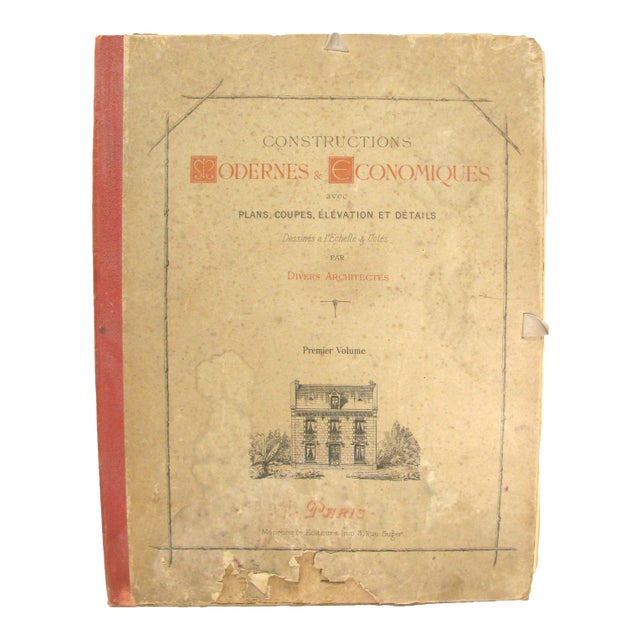 1880s French Architectural Lithograph Folio, 25 Sheets For Sale