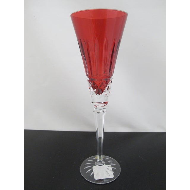 Traditional Waterford Crystal 12 Days of Christmas 8 Maids Milking Crimson Champagne Flute For Sale - Image 3 of 8