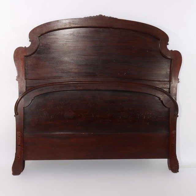 Rj Horner School Carved Mahogany Queen Size Bed Head & Foot Boards Circa 1890 For Sale - Image 9 of 10
