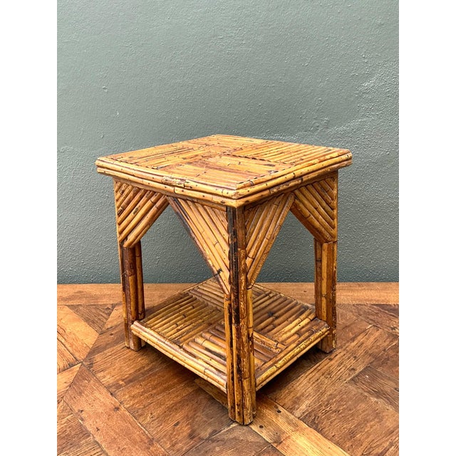 Rustic Reed and Wood Accent Table For Sale In West Palm - Image 6 of 17