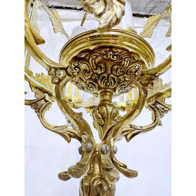 1930s Vintage Bronze Lantern With Etched Glass Panels For Sale - Image 9 of 9