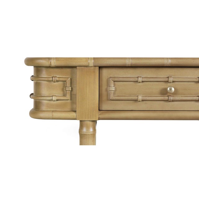 Beige Hollywood Regency Faux Bamboo Console For Sale - Image 8 of 10