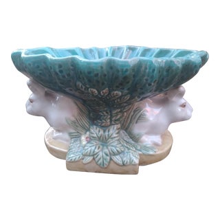 1970s Majolica Style Rabbit Bowl For Sale