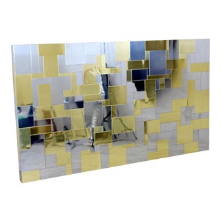 Mid Century Modern Paul Evans Directional Brass Chrome Cityscape Headboard For Sale