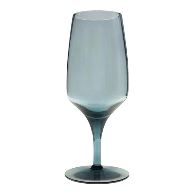 Modern Mid-20th Century Crystal Wine Glasses in Smokey Sapphire - Set of 8 For Sale - Image 3 of 5