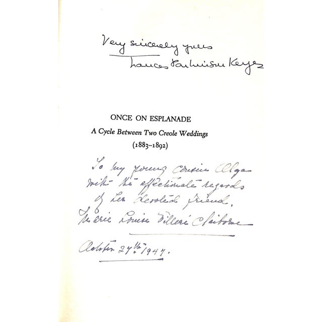 "Once on Esplanade a Cycle Between Two Creole Weddings (1883-1892)" 1947 Keyes, Frances Parkinson (Inscribed) For Sale - Image 4 of 6