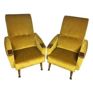 Mid-Century Modern Fireside Armchairs with Teak Wood Detailing, 1960s, Set of 2 For Sale