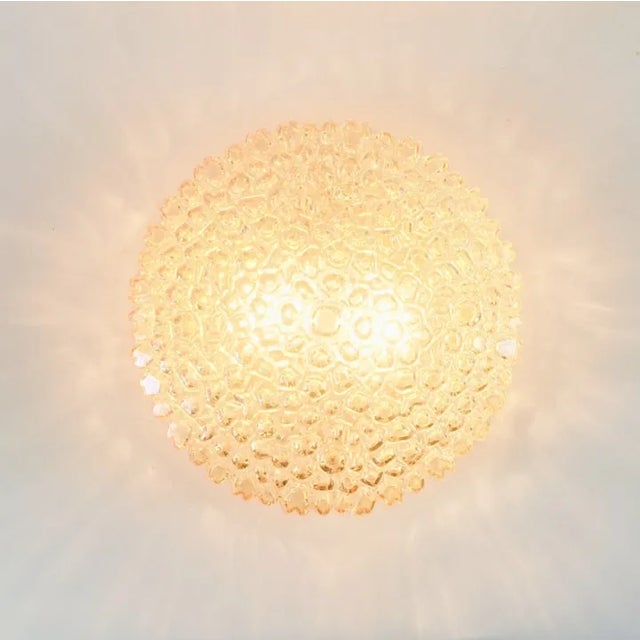 Metal 1 of 2 Mid-Century Amber Bubble Glass Ceiling Light/Flush Mount by Helena Tynell for Limburg, 1960s For Sale - Image 7 of 12