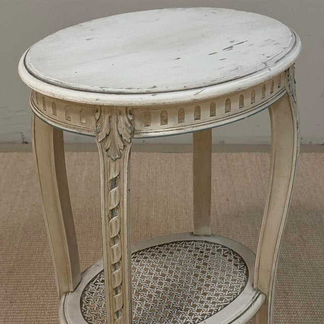 Pair Louis XVI Painted Oval End Tables For Sale - Image 11 of 17