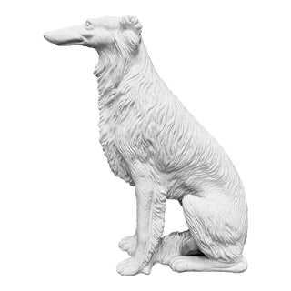 Vintage Life-Size Italian Glazed Terracotta Borzoi Russian Wolfhound For Sale