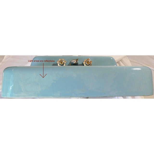 1973 Vintage "Standard" Clair De Lune Blue Cast Iron & Porcelain Wall-Mounted Sink For Sale - Image 13 of 18