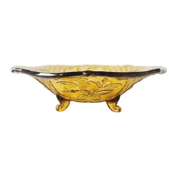 Glass Vintage Rüdesheim Fruit Bowl in Amber Glass from Walther & Sons For Sale - Image 7 of 7
