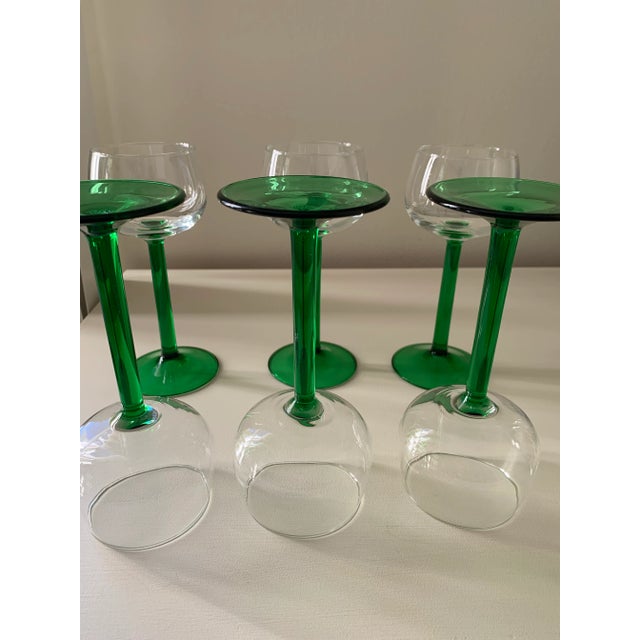 1970s Green French Luminarc Cordial Glassware- Set of 6 For Sale In New York - Image 6 of 8