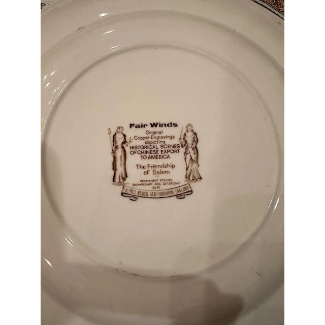 Vintage Alfred Meakin Staffordshire Fair Winds The Friendship of Salem Brown Dinner Plates - Set of 10 For Sale - Image 11 of 11