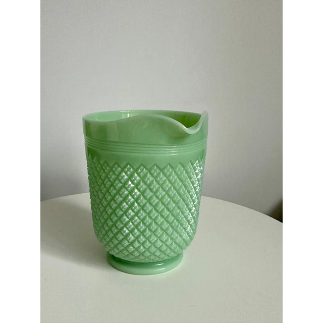 Vintage Artdeco Jadeite Jug Pitcher Glass For Sale - Image 4 of 6