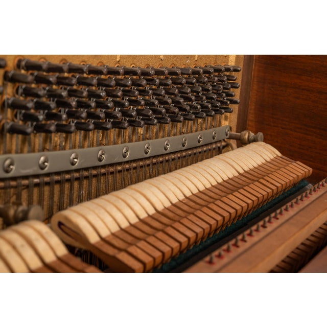 Rare Early Mid Century Modern Baldwin Acrosonic Piano in Walnut, Brass & Caning #759945, Usa, C. 1960s For Sale - Image 10 of 18