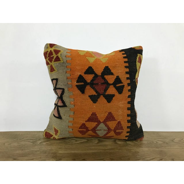 Vintage Turkish Bohemian Ethnic Design Kilim Pillow For Sale In Phoenix - Image 6 of 6