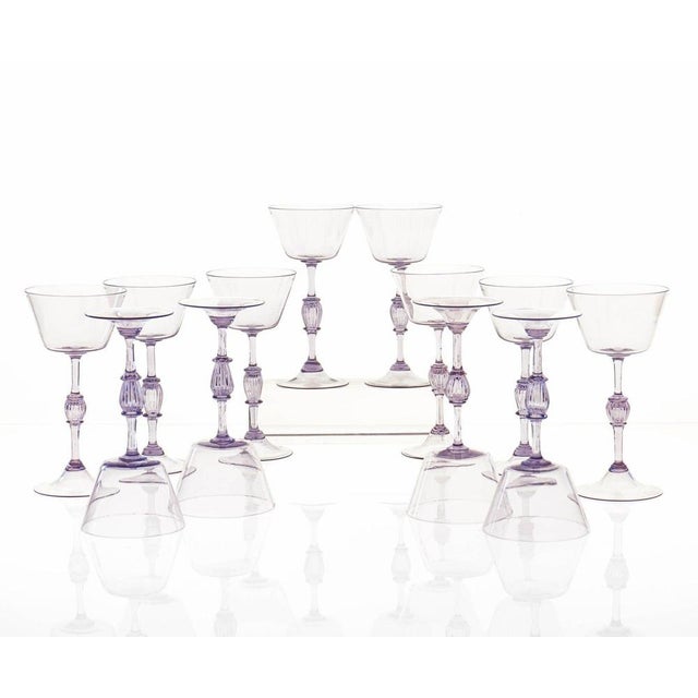 Cyclamen Murano Wine Glass from Cenedese, 1950s, Set of 12 For Sale - Image 9 of 18