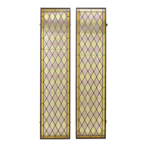 Antique Italian Tri-Color Stain Glass Windows