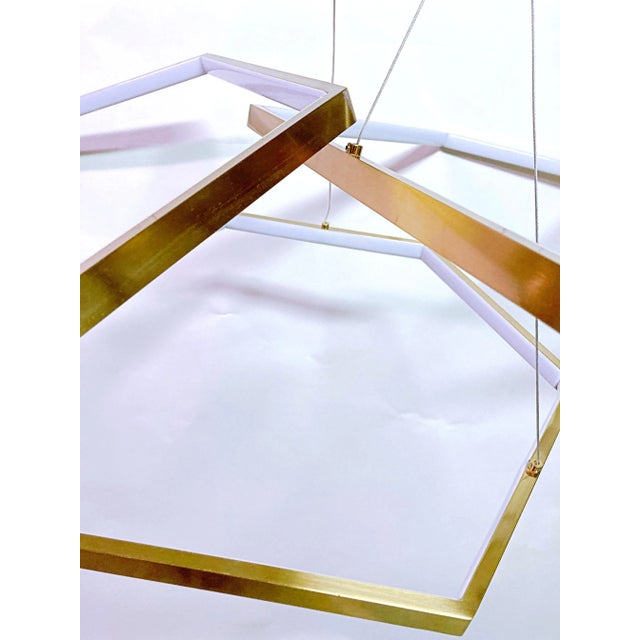 2020s Custom Made Light Bronze Finish Five Hexagon Ring Chandelier by LMD Custom Lighting For Sale - Image 5 of 13
