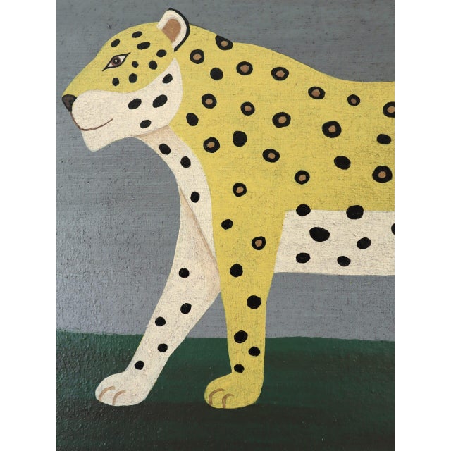 Contemporary 'Golden Leopard' Original Naïve Style Animal Oil Painting by British Artist Matt Rix, Framed For Sale - Image 9 of 12