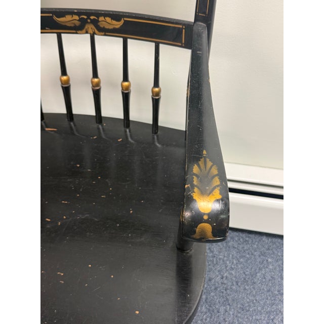 Vintage Paint Decorated Hitchcock Style Bench For Sale - Image 4 of 7