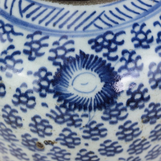 Antique Blue and White Porcelain Ginger Jar Table Lamp With Cobalt Floral and Medallion Motif For Sale - Image 13 of 14