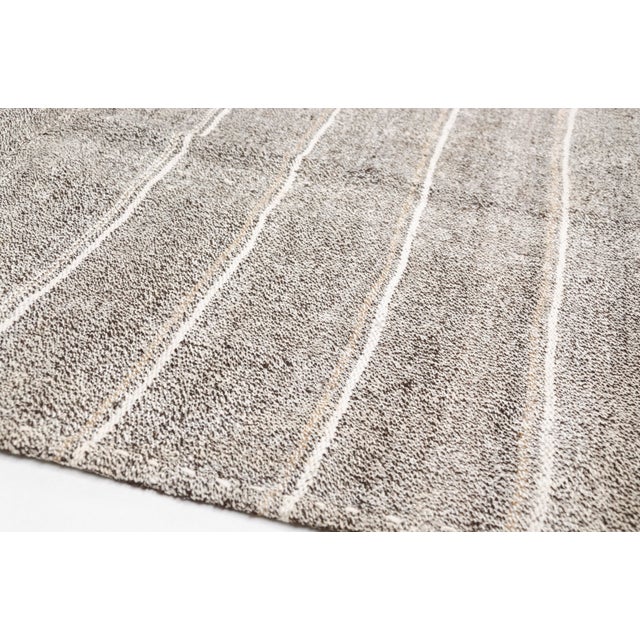 Mid 20th Century Natural Oushak Stripe Kilim Rug For Sale - Image 10 of 10